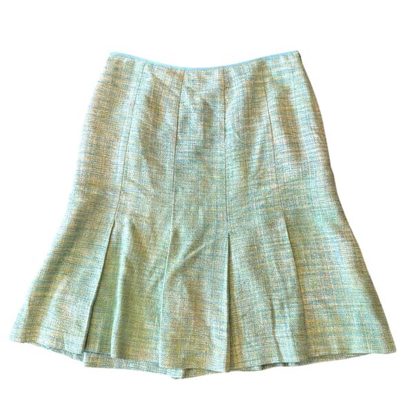 Pendleton Women's Vintage Silk Pleated Midi Skirt Light Blue Green Size 10 - Picture 1 of 10